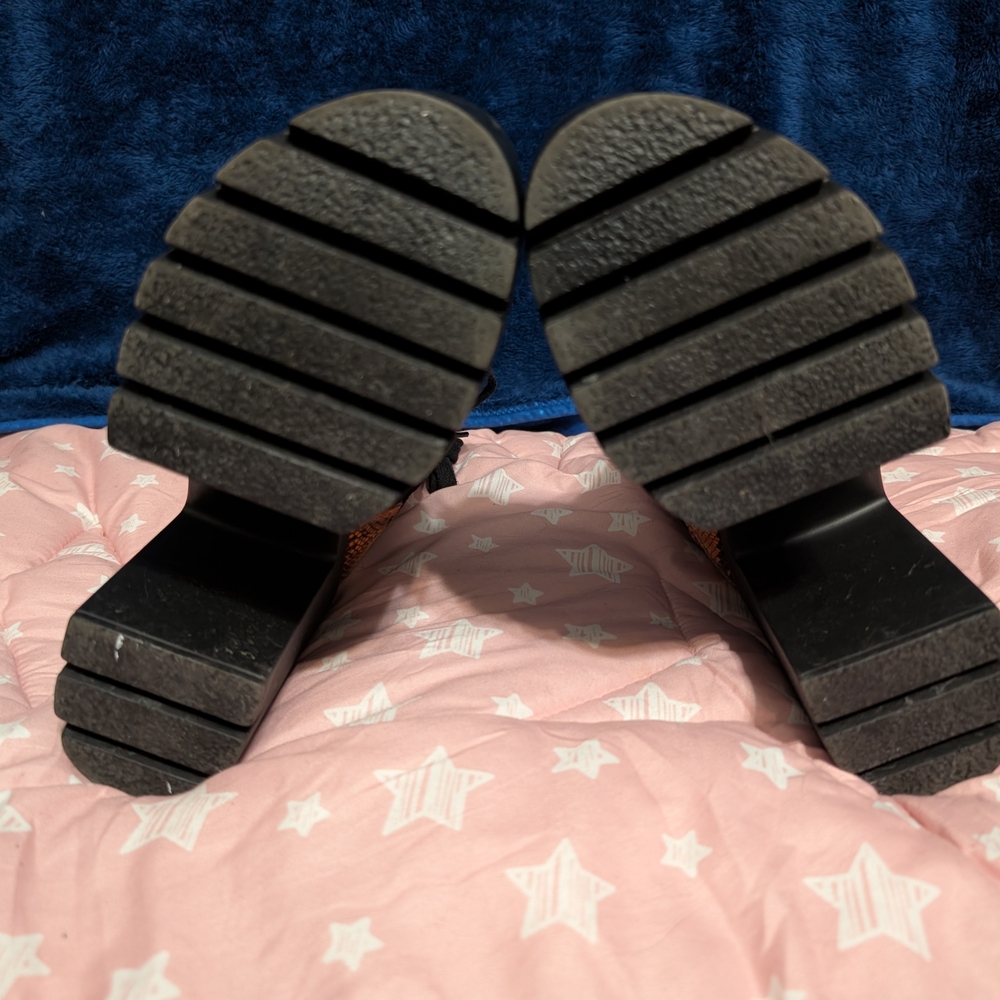 Chunky Platform Lace-Up Boots - Orange and Black - Picture 5 of 7